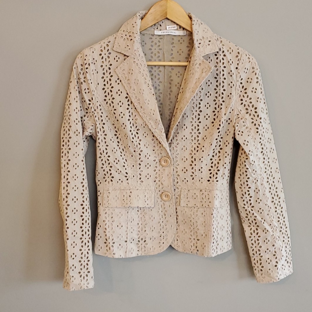Beautiful tan eyelet blazer